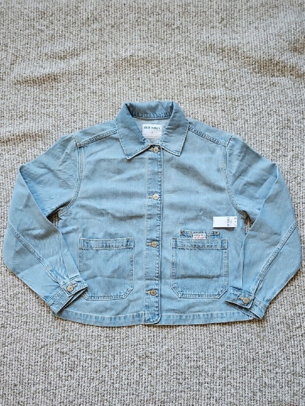 Old Navy Cropped Denim Chore Jacket Light Blue Sz XS